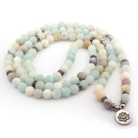 Amazonite Wrap Bracelet, le Sinc Alloy, dath airgid antique plátáilte, unisex & dearaí éagsúla do rogha & frosted, Díolta Per Thart 21 Inse Snáithe