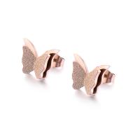 Titanium Stål Stud Earring, Butterfly, for kvinde, flere farver til valg, 12x10mm, 3par/Lot, Solgt af Lot