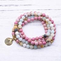 Rhodonite Wrap Bracelet, le Sinc Alloy, plátáilte, unisex, dathanna níos mó le haghaidh rogha, Díolta Per Thart 21 Inse Snáithe