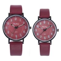 Par Watch Armband, PU, med Glas & ROSTFRITT STÅL, Flat Round, Unisex & för par, fler färger för val, 37x32x8mm, Längd Ca 10 inch, 2PC/Lot, Säljs av Lot