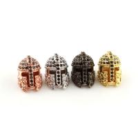 Abalorios de Micro Pavé de Zirconía Cúbica en Latón, metal, Casco, chapado, micro arcilla de zirconia cúbica, más colores para la opción, libre de níquel, plomo & cadmio, 10x15x11mm, agujero:aproximado 1mm, Vendido por UD