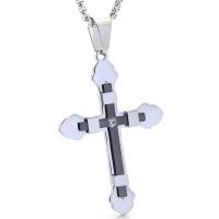 Titanium Steel Pendants Cross plated with rhinestone Approx 3-4mm Sold By PC