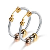 Mens acier inoxydable Hoop boucles d'oreilles, Placage, pour femme, 39mm, 8mm, 3mm, Vendu par paire