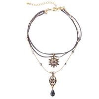 Zinc Alloy choker Ketting, met PU, met 8cm extender keten, plated, voor vrouw & met strass, lood en cadmium vrij, Per verkocht Ca 11.8 inch Strand