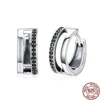 Thajsko Sterling Silver Huggie Hoop náušnice, micro vydláždit kubické zirkony & pro ženy, 13x6mm, Prodáno By Pair