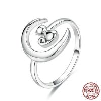 Sterling Silver Jewelry Finger Ring, 925 argento sterlina, Luna, placcato platino, regolabile & per la donna, 14mm, 2mm, Misura:8, Venduto da PC