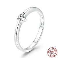 Sterling Silver Jewelry Finger Ring, 925 Sterling Silver, platanam plátáilte, méid éagsúla do rogha & do bhean & le zirconia ciúbach, 2mm, Díolta De réir PC