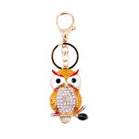 Cink Alloy Key Chain, Sova, zlatna boja pozlaćen, emajl & s Rhinestone, više boja za izbor, 50x140mm, 5računala/PC, Prodano By PC