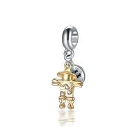 European stile Zinc Alloy pendenti, lega in zinco, Strawman, placcato, senza filo & con strass, assenza di piombo & cadmio, 10-30mm, Foro:Appross. 4-4.5mm, 20PC/borsa, Venduto da borsa