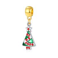 European stile Zinc Alloy pendenti, lega in zinco, Albero di Natale, placcato, senza filo & smalto & con strass, assenza di piombo & cadmio, 10-30mm, Foro:Appross. 4-4.5mm, 20PC/borsa, Venduto da borsa