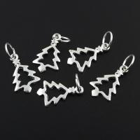 Zinklegering Kerst Hangers, Zinc Alloy, Kerstboom, antiek zilver plated, lood en cadmium vrij, 14x23x1mm, Gat:Ca 7mm, 10pC's/Bag, Verkocht door Bag