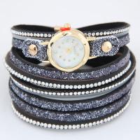 Wrap Voir, cuir PU, avec cadran en alliage de zinc & verre, pour femme & avec strass & à fils multiples, plus de couleurs à choisir, 23mm, Vendu par Environ 13.7 pouce brin