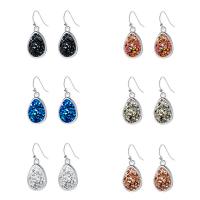 Zinc Alloy Drop Earring, med Plastic, sølvfarvet forgyldt, for kvinde, flere farver til valg, 10x26mm, Solgt af par