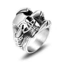 Titantium Steel fingerring, Titanium Stål, Skull, Unisex & forskellig størrelse for valg & sværte, Solgt af PC