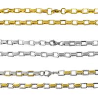 Stainless Steel Chain halskæde, forgyldt, rektangel kæde & for kvinde, flere farver til valg, 9x3mm, Solgt Per Ca. 24 inch Strand