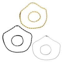 Roestvrij staal sieraden sets, armband & halsketting, plated, box ketting & voor vrouw, meer kleuren voor de keuze, 5x2.5mm, 5x2.5mm, Lengte Ca 20 inch, Ca 8 inch, Verkocht door Stel