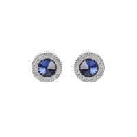 Zinc Alloy Manchetknopen, met Oostenrijks kristal, silver plated, uniseks, 18x18mm, Verkocht door pair