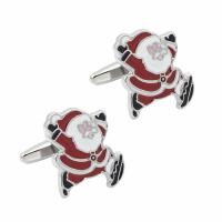 Brass Cufflinks Santa Claus platinum color plated Unisex & enamel Sold By Pair