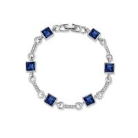 Zinklegering armbandkettingen, Zinc Alloy, met Glas, silver plated, ovale keten & voor vrouw & met strass, lood en cadmium vrij, 20mm,9mm, Binnendiameter:Ca 60mm, Per verkocht Ca 7.5 inch Strand