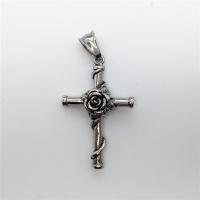 Nerezová ocel Cross Přívěsky, Nerez, Kříž, černat, 25x40mm, Otvor:Cca 2-4mm, Prodáno By PC