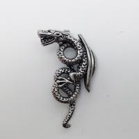 Edelstahl Tieranhänger, Drachen, Schwärzen, 28x51mm, Bohrung:ca. 2-4mm, verkauft von PC