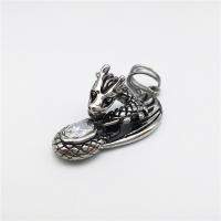 Stainless Steel Animal Pendants Dragon with rhinestone & blacken Approx 2-4mm Sold By PC