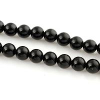 Zwarte obsidiaan kralen, Black Obsidian, Ronde, natuurlijk, verschillende grootte voor keus, Gat:Ca 1mm, Per verkocht Ca 15 inch Strand