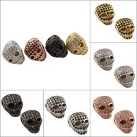 Rhinestone Brass Pärlor, Mässing, Skull, plated, med strass, fler färger för val, nickel, bly och kadmium gratis, 10x12x11mm, Hål:Ca 1.5mm, Säljs av PC