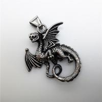 Edelstahl Tieranhänger, Zinklegierung, Drachen, Schwärzen, 40x47mm, Bohrung:ca. 2-4mm, verkauft von PC