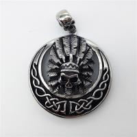 Edelstahl Schädel Anhänger, Halloween Schmuck & Schwärzen, 49x54mm, Bohrung:ca. 2-4mm, verkauft von PC