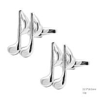 Messing Manchetknapper, Music Note, platineret, for mennesket, 22.5x18.5mm, Solgt af par