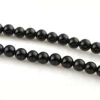 Crna Obsidian perle, Krug, prirodan, različite veličine za izbor, Rupa:Približno 1mm, Prodano Per Približno 15 inčni Strand