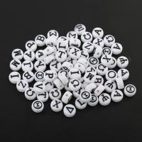 Alphabet Akril gyöngyök, Ábécé betű, véletlenszerűen elküldött, fehér, 8x4mm, Lyuk:Kb 0.5mm, 4600PC-k/Bag, Által értékesített Bag