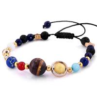 Pulseras de Gemas Estilo Woven Ball, Piedras preciosas, con cordón de nylon & metal, chapado, ajustable & diferentes estilos para la opción & para mujer, Vendido para aproximado 7.3 Inch Sarta