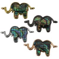 Conectores de Metal, con Nácar de Abulón, Elefante, chapado, mosaico & 1/1 aro, más colores para la opción, 20x10x2.50mm, agujero:aproximado 1mm, Vendido por UD