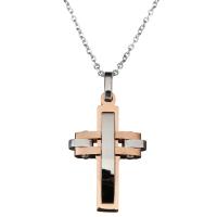 Jewelry Cruach dhosmálta muince, le 2Inch slabhra extender, Cross, plátáilte, unisex & slabhra Oval, 18x29mm, 1mm, Díolta Per Thart 18 Inse Snáithe