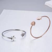 Stainless Steel Cuff Bangle, forgyldt, forskellige stilarter for valg & for kvinde, Indvendig diameter:Ca. 58mm, Solgt af PC