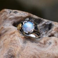 Messing ringen, met Sea Opal, plated, verschillende grootte voor keus & voor vrouw, Verkocht door PC