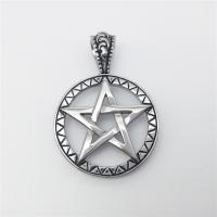 Edelstahl Schmuck Anhänger, Pentagram, Schwärzen, 31x45mm, Bohrung:ca. 2-4mm, verkauft von PC