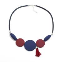 Collier Cordon, cuir PU, avec résine, avec 5cm chaînes de rallonge, glandpompon, Style coréen & géométrique & pour femme, plus de couleurs à choisir, 42x45mm, Vendu par Environ 20.48 pouce brin