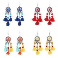 Zinc Alloy Tassel Earring, met Nylon Koord & Hars, antiek zilver plated, voor vrouw, meer kleuren voor de keuze, lood en cadmium vrij, 20x100mm, Verkocht door pair