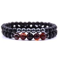 Abrazine Stone Set de bracelet, avec fil élastique & Agate, unisexe & antifatigue, protéger l'environnement, sans nickel, plomb et cadmium, 8mm, Longueur Environ 7.5 pouce, 6ensemblessérie/lot, Vendu par lot