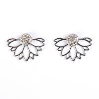 Lo zinco in lega Stud Earring, lega in zinco, placcato, per la donna & con strass, nessuno, assenza di piombo & cadmio, 17x24mm, Venduto da coppia