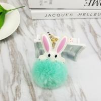 Kožené košilky Pom Pom Keychain, Zinek, s PU & Faux Fur, Králík, barva pozlacený, pro ženy, více barev na výběr, nikl, olovo a kadmium zdarma, 80x160mm, Prodáno By PC