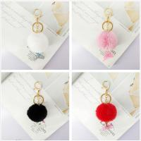 Bola de piel Pom Pom Keychain, aleación de zinc, con Piel sintética & Acrílico, Cola de sirena, chapado en color dorado, para mujer, más colores para la opción, libre de níquel, plomo & cadmio, 50x140mm, Vendido por UD