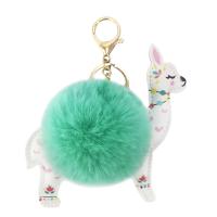 Мягкий шарик Pom Pom Keychain, цинковый сплав, с Искусственная кожа & искусственный мех, плакирован золотом, Женский, Много цветов для выбора, не содержит никель, свинец, 100x160mm, продается PC