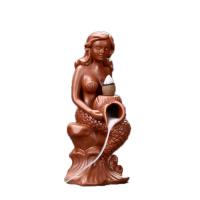 Porcelain Backflow Incense Burner, Poircealláin, Mermaid, 100x135mm, Díolta De réir PC