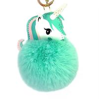 Bola de piel Pom Pom Keychain, aleación de zinc, con Cuero de PU & Piel sintética, Unicornio, chapado en color dorado, para mujer, más colores para la opción, libre de níquel, plomo & cadmio, 80x160mm, Vendido por UD