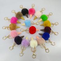 Kožené košilky Pom Pom Keychain, Zinek, s Faux Fur & Pryskyřice, Zmrzlina, barva pozlacený, pro ženy, více barev na výběr, nikl, olovo a kadmium zdarma, 50x135mm, Prodáno By PC