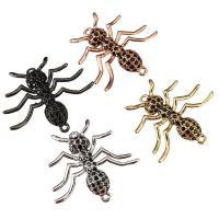 Mosaz Šperky Connector, Obrazec ant, á, micro vydláždit kubické zirkony & 1/1 smyčka, více barev na výběr, 23x21x4mm, Otvor:Cca 1mm, 10PC/Lot, Prodáno By Lot